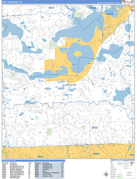 West Bloomfield, MI Zip Code Map